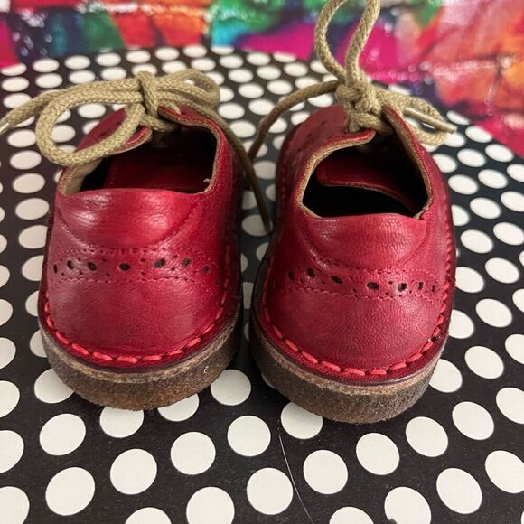 Eureka Red Leather Saddle Shoes Lace Up Size 19 US Size 3 - Picture 4 of 6